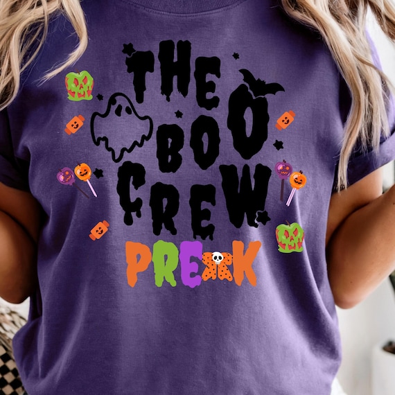 Comfort Colors® Pre-K Teacher Halloween Shirt with graffiti text and a cute Coquette  pumpkin design