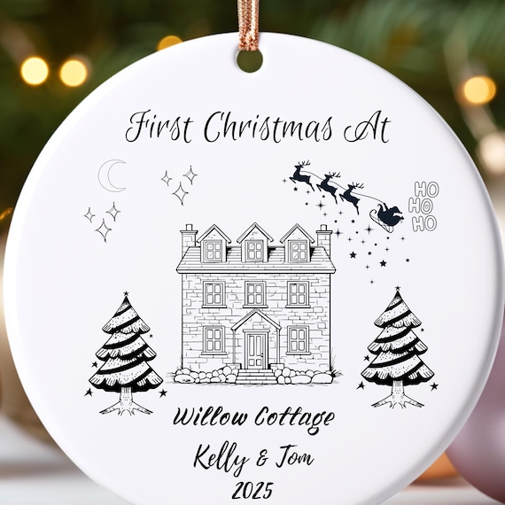 Personalized Christmas Ornament, Custom Holiday Decor, First Christmas Keepsake, Unique Gift for Couples, Festive Tree Decoration New home.