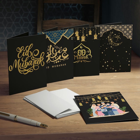 Greeting Cards (5-Pack), Eid Mubarak greeting cards, Ramadan Mubarak greeting cards, card for friends and family.