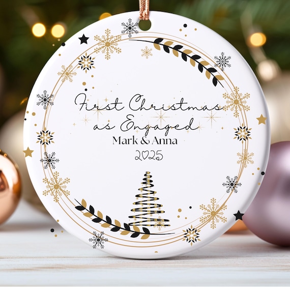 Ceramic Ornament, First Christmas Married Gift, Personalised Wedding Keepsake, Botanical Greenery Mr Mrs Newlywed Bride Groom Ornament,