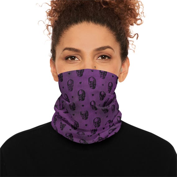 Skull Bandana Lightweight Neck Gaiter Face Covering for Bikers, Halloween Costume, Motorcycle Riding, Gothic Apparel, Festival Outfit