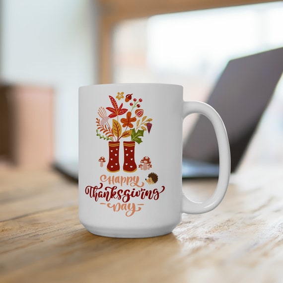 Thanksgiving Personalised Mug, Thanksgiving Mug, Autumn Décor, Autumnal Message, Autumn Fall Mug,  Ceramic Mug 15oz Ceramic Mug 15oz