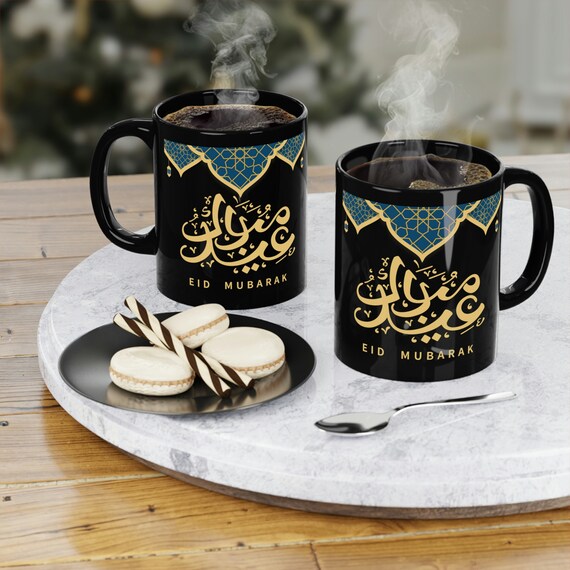 Eid Mug Ceramic Mug 11oz, Ramadan Mug Gift for her, Gift for him, Ramadan Gift, Mother's gift, Ramadan Dad gift,  Eid Gift Black Mug