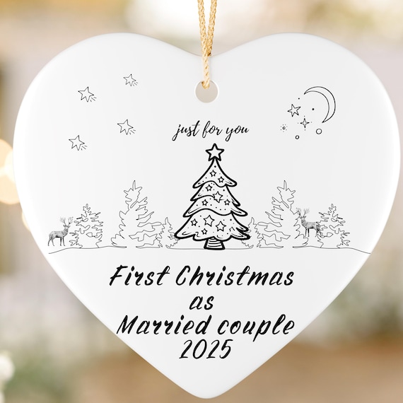 Custom First Christmas as Couple Ornament, Personalized Ceramic Ornament, Holiday Keepsake, Names & Year, Festive Home Decor, Christmas Gift