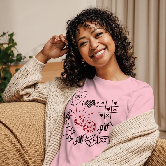 Candy Heart Skull doodle T-Shirt | Valentine goth love design, Women's Relaxed T-Shirt