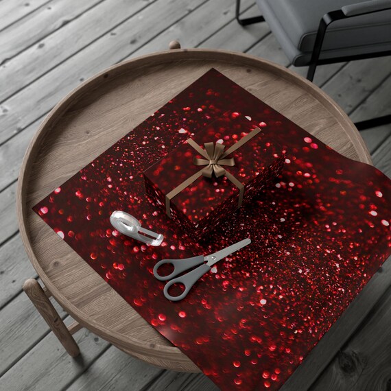 Red Glitter Bokeh Gift Wrap Papers | Sparkling Holiday Wrapping