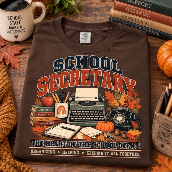 School Secretary Fall Shirt, Vintage School Secretary Tee, School Office Staff Gift, Secretary Appreciation T-Shirt