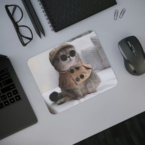 Desk Mouse Pad for animal lovers, Cat Lovers, cute cat  picture, present, Gift, gift for her, gift for him