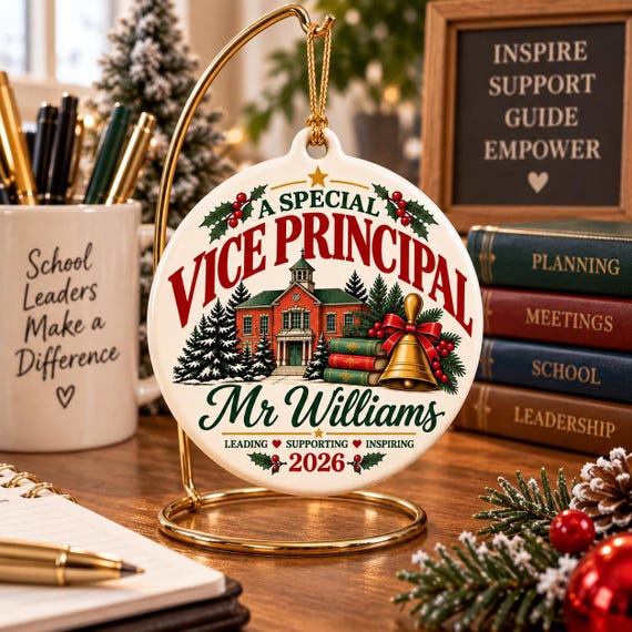 Personalised Vice Principal Christmas Ornament 2026, Custom Name School Staff Keepsake