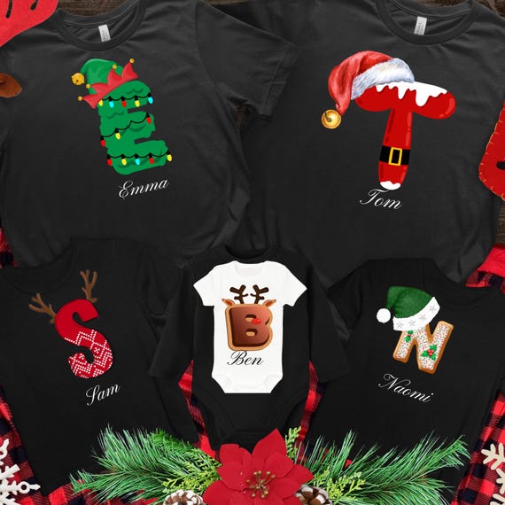 Christmas Family Matching Santa Design T-shirt Comfort Colours , Personalized Holiday Shirt, Cute Xmas Tee,  Festive Gift Ideas.