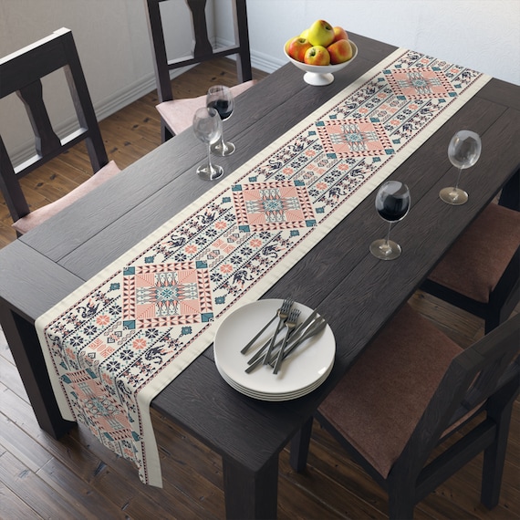 Palestinian Tatreez printed henna Table Runner henna party décor, home décor, Tatreez, gift, wedding décor Table Runner Gift Table Runner .