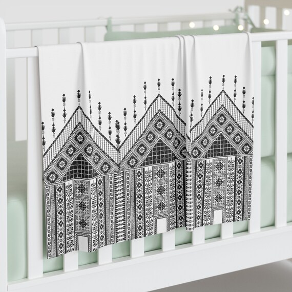 Palestinian Tatreez embroidery  Printed Baby Swaddle Blanket Gift Byby shower gift
