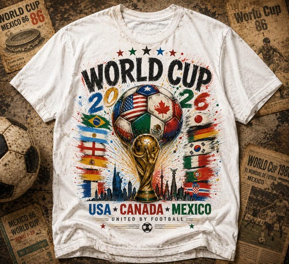 World Cup 2026 Soccer Trophy USA Canada Mexico T-Shirt | Flags