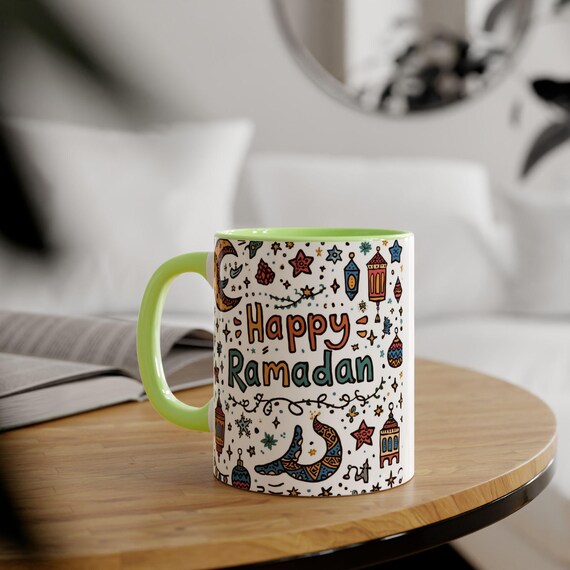 Happy Ramadan Crescent Mug | Accent 11oz Ceramic Coffee Cup
