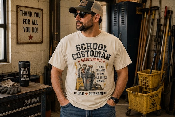 School Custodian Shirt, Maintenance Worker Dad Shirt, Custodian Gift for Men, School Maintenance Tee, Dad Husband Work Shirt