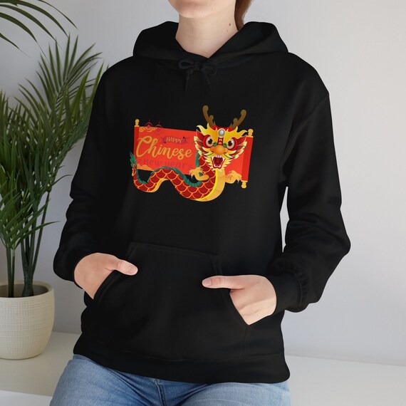 Chinese New Year 2024 Hood Year of the Dragon 2024, Lunar New Year Hoodie, Chinese New Year Shirt Floral Dragon Chinese Hooded Sweatshirt