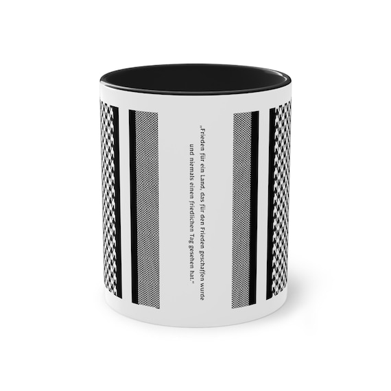 Palestinian traditional kufiyah coffee Mugs, 11oz, Palestine, kufiyah pattern symbol, gift Two-Tone Coffee Mug, 11oz
