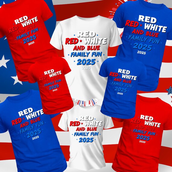Red White and Blue Family Fun Day Shirts – Matching 4th of July Crew Tees – Patriotic Independence Day Outfit”