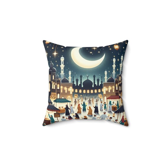 Ramadan Mubarak Pillow case Home Décor Spun Polyester Square Pillow