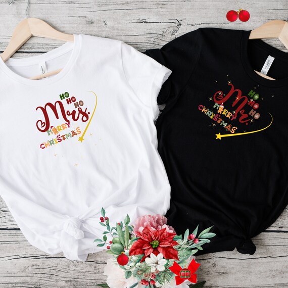 Personalised Christmas Mrs& Mr Unisex Jersey Short Sleeve Tee Christmas Gift