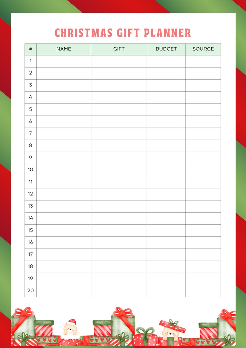 Three Printable Digital Downloadable Christmas Gift Planner Christmas ...