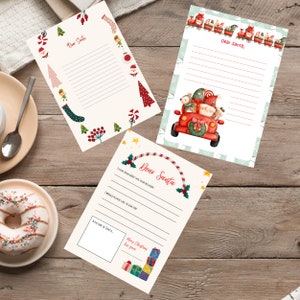 Drei herunterladbare Weihnachtsbriefe Vorlage Wunschliste für Kinder traditioneller Brief für Kinder Digitaler Download