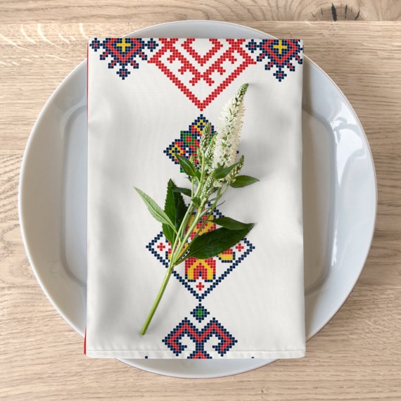 Palestinian Tatreez Printed Embroidery Napkins Home décor, Ramadan Home Décor Gift Kitchen Accessories.