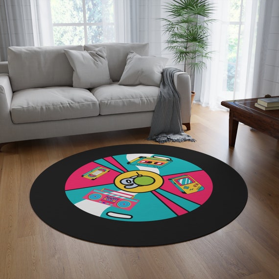 Round Rug 90s 80s Home décor Gift fashion Christmas gift Thanksgiving gift Decorative rugs with fun design.