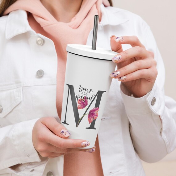 Personalized Insulated Tumbler with Straw – Custom Name Travel Cup, Iced Coffee Cup, Gift for Her & Him