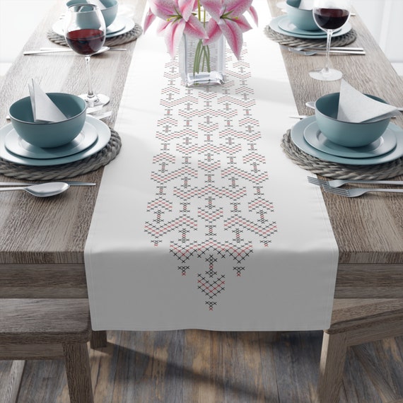 Palestine Tatreez printed henna wedding Table Runner henna party décor, home décor gift, wedding décor Table Runner Gift Ramadan Eid Décor.
