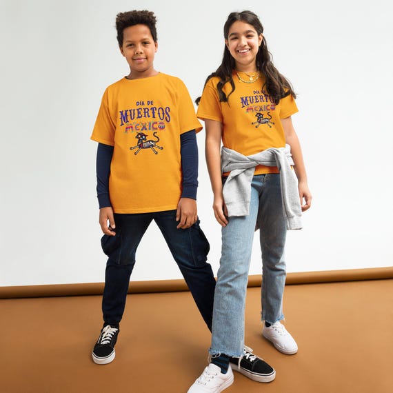 Personalized Día DE LOS MOERTOS Youth classic tee Halloween tees.