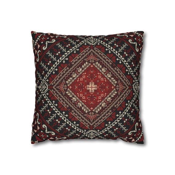 Palestinian Printed Tatreez Embroidery Pillow Case: Ramadan Home Decor