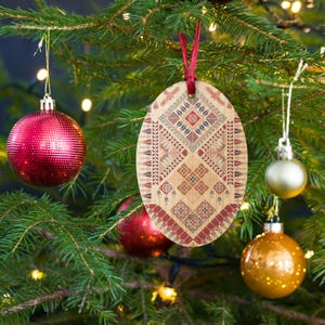 Palestinian  Printed Tatreez  Wooden ornaments Home décor gift