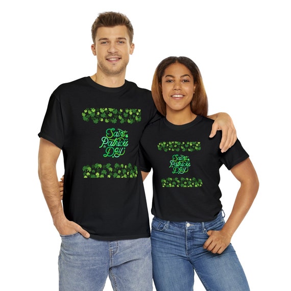 St Patrick's Day shirt HAPPY Saint Patrick's Day Irish Shirt Shamrock  Lucky Shamrock Leaf Clover Flag shenanigan. Unisex Heavy Cotton Tee