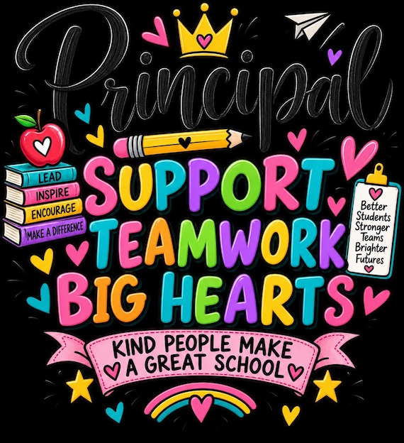 Principal Support Teamwork Big Hearts T-Shirt | School Administrator Appreciation