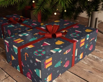 Vintage Christmas Gift Wrap, Festive Holiday Paper