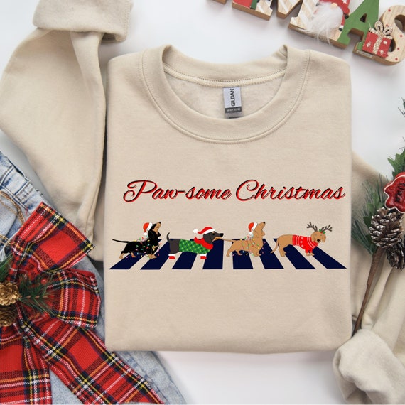 Christmas Dogs Funny Unisex Crewneck Sweatshirt - Zebra Crossing Holiday Sweatshirt, Dog Lover Gift, Winter Clothing, Funny Christmas