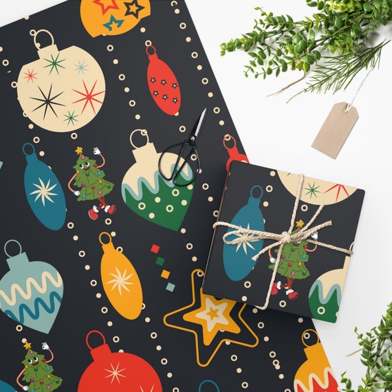 Vintage Scandinavian Ornaments Them Christmas Gift Wrapping Paper.