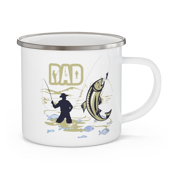 Personalised Enamel Camping and Fishing Mug Christmas Dad Gift Grandad Gift Uncle Gift Brother Gift
