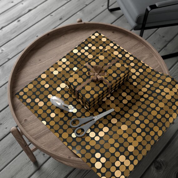 Wrapping Paper, Golden Disco Golden Background for Christmas Gifts, Holiday Gift Wrap, Festive Gift Wrap Paper, Decorative Gift Wrap,