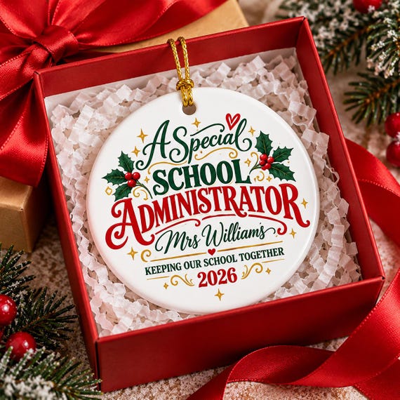Personalised School Administrator Christmas Ornament 2026, Custom Name Keepsake (Ceramic)