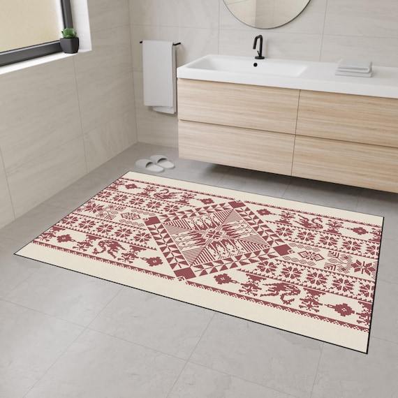 Tatreez Floor Mat, Durable Home Decor, Easter Printed Stylish Rug, Kitchen Mat, Cozy Living Room Accessory, Perfect Gift for Holidays