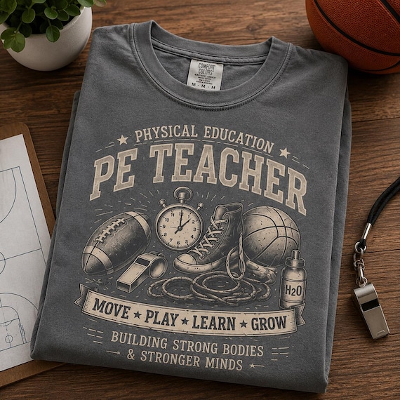 Vintage PE Teacher Shirt, Distressed Athletic Tee, Gym Teacher Gift