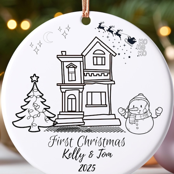 Ceramic Ornament, Personalized Family Christmas Keepsake, Names & Year, Festive Home Decor, Holiday Gift for Families, Custom Ornament