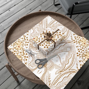 Wrapping Paper, Elegant Golden and White Gift Wrap Papers for Any Occasion - Luxury Gift Wrap Roll, Christmas Gift Wrap, Birthday Gift Wrap,