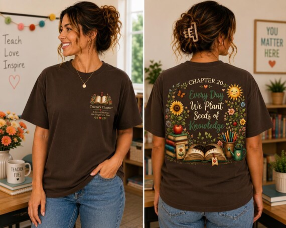 Every Day We Plant Seeds of Knowledge Teacher Shirt | Comfort Colors Teacher Tee | Kindergarten Teacher  | Watercolor Back to School Shirt