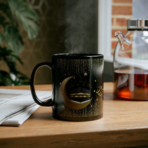 Ramadan Mubarak Black Ceramic Mug (11oz)Gift Idea for coffe lover Mum Dad Husband wife Friends and family