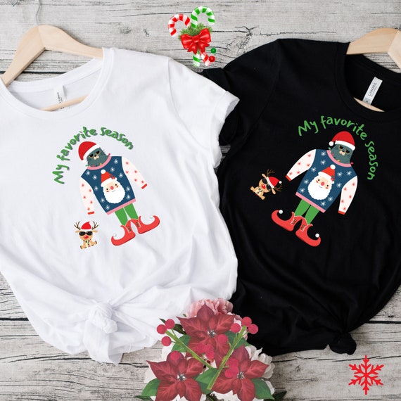 Funny Christmas T-Shirts unisex Shirt Holiday T Shirt, Christmas Gifts for Friend cat Lovers Xmas T shirt Animal Lovers Christmas T-shirt