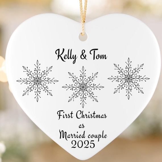 Personalized Ceramic Ornament, Custom Holiday Keepsake, Names & Year, Christmas Gift for Families, Festive Home Décor, First Christmas
