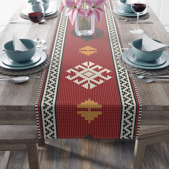 Palestine Tatreez  Embroidery Printed henna wedding Table Runner henna party décor, home décor gift, wedding décor Ramadan Eid Décor Gift.
